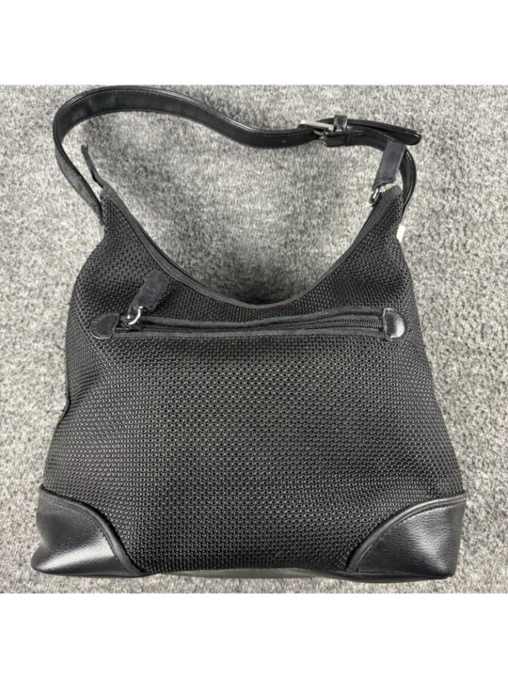 The Sak Black Woven Hobo Shoulder Bag Red Lining Zip Pocket Purse - Picture 3 of 16